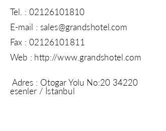 Grand S Hotel iletiim bilgileri
